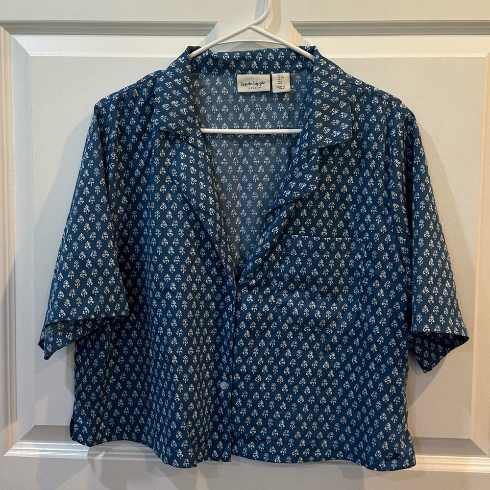 Haute Hippie Blue and White Floral Shirt